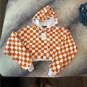 Forever 21  Orange and White Checkered crop top  Hoodie